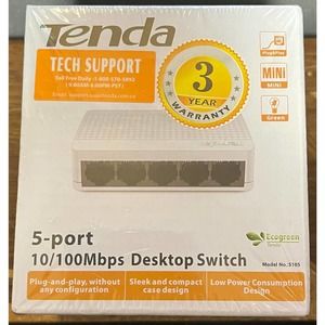 Tenda Desktop Switch 5-port Ethernet 10/100 Mbps Compact Low Consumption S105